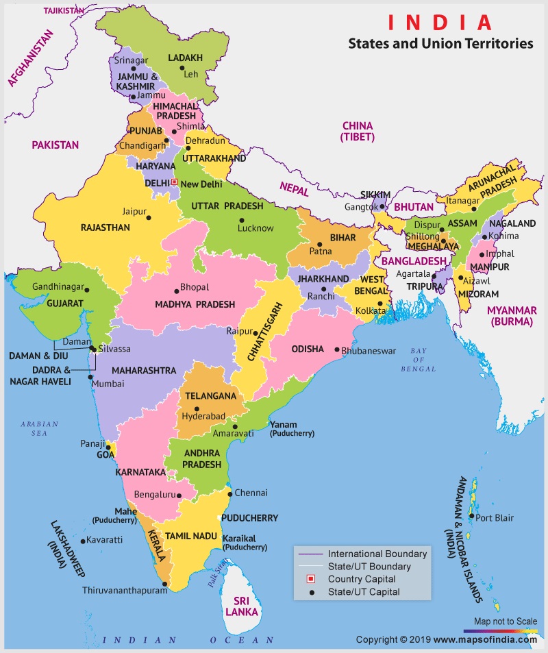 India Political Map 2019 India Latest Political Map 2019-20 | Kendriya Vidyalaya (Secl)Baikuntpur